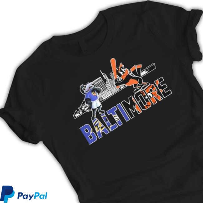 The Oriole Bird And Poe Mascots Baltimore Skyline Sports shirt The Oriole Bird And Poe Mascots Baltimore Skyline Sports shirt