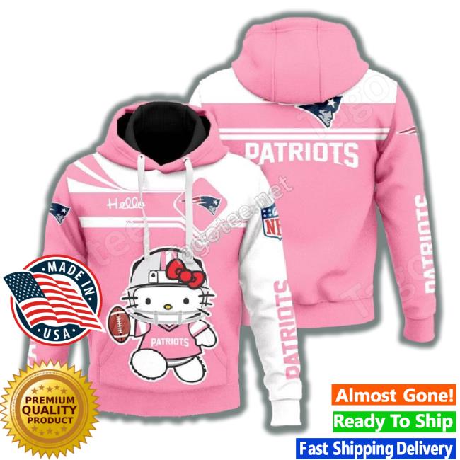 New England Patriots Hello Kitty Pink 3D Hoodie Sweatshirt - Obishirt