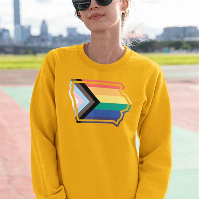 Cjforiowa Iowa Outline Progress Pride Flag T Shirts Raygun Store