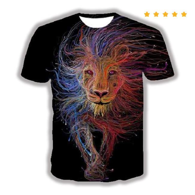 Lion T Shirts Men Space Galaxy Tshirt Anime Animal Tshirt Printed Rock Hoodie Sweatshirt Casual Gothic Tshirts Cool Short Sleeve Summer