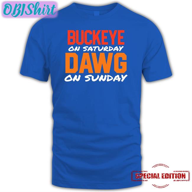 Bigred1998 Buckeye On Saturday Dawg On Sunday Hooded Sweatshirt