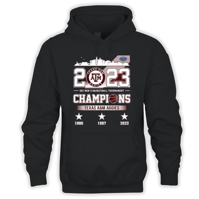 Texas A&M Aggies 2023 Sec Men’S Basketball Tournament Champions 1980 1987 2023 Shirt