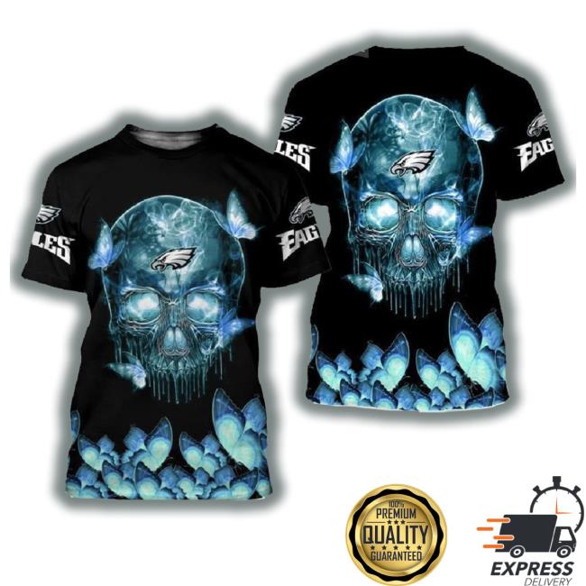 Philadelphia Eagles X Butterflies With Neo Skull Logo 3D All Over Print Sweaters
