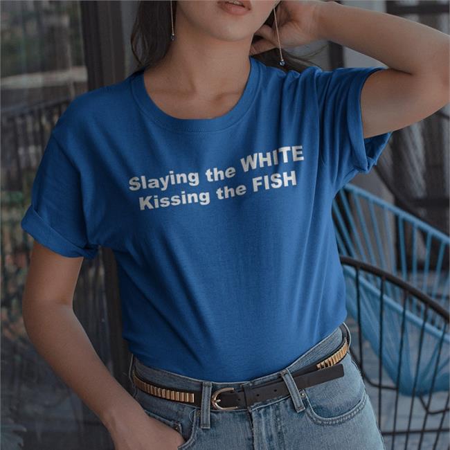 Slaying The White Kissing The Fish Long Sleeve Tee Shirt Weird Thrift Store Shirts