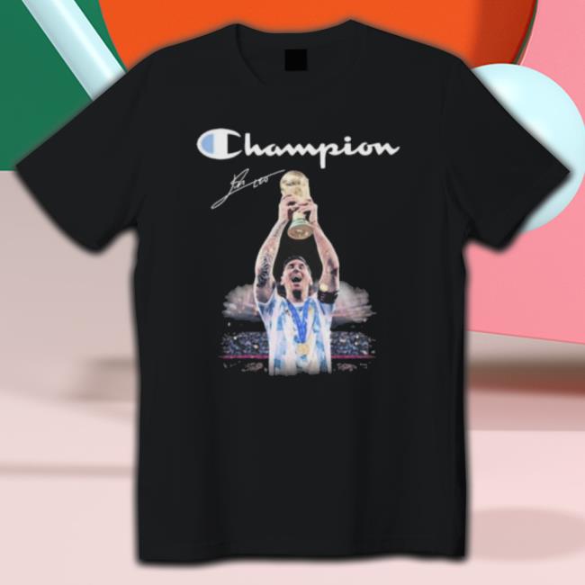 Lionel Messi Argentina Champion Fifa World Cup 2022 Signature T-shirt