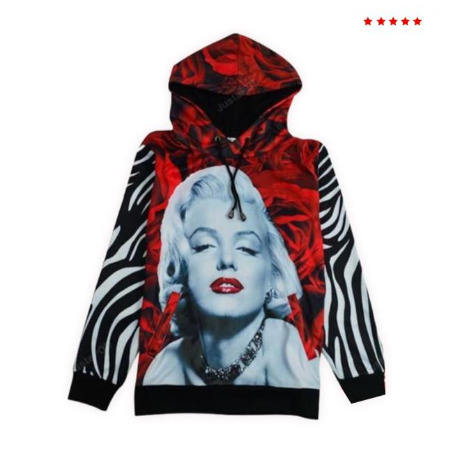 Marilyn Monroe Red Roses Zebra Red Black & White 3D Hooded Sweatshirt