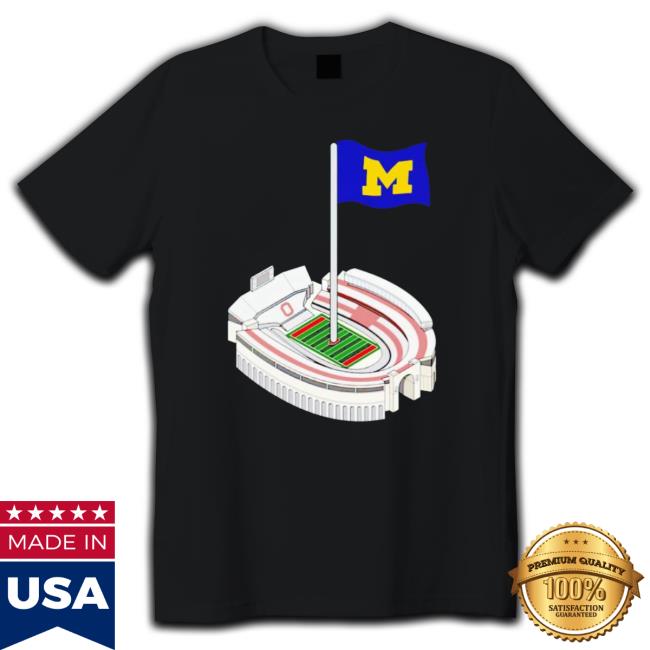 Official Michigan Flag Ohio Stadium The Shoe Shirt Official Michigan Flag Ohio Stadium The Shoe Tee