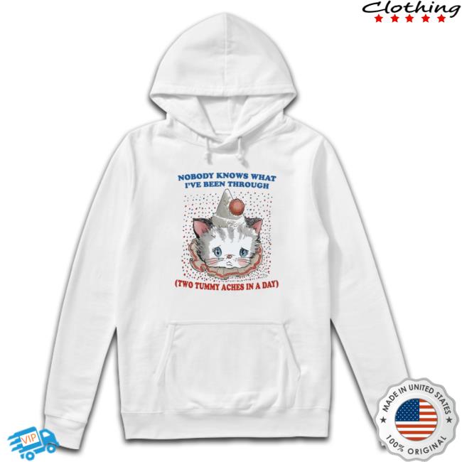 Official Cat Nobody Knows What I’Ve Been Through Two Tummy Aches In A Day Crewneck Sweatshirt