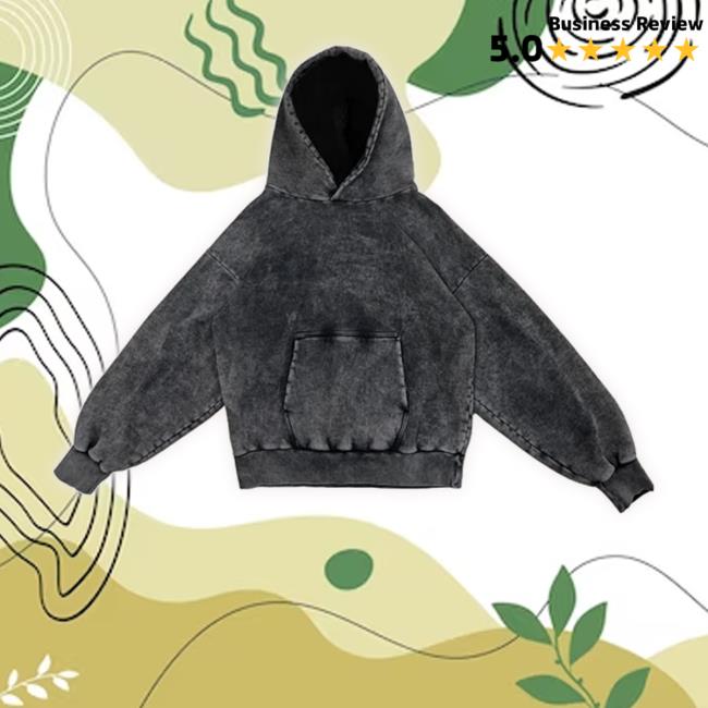 Marbled Wash Black Boxy Hooded Sweatshirt