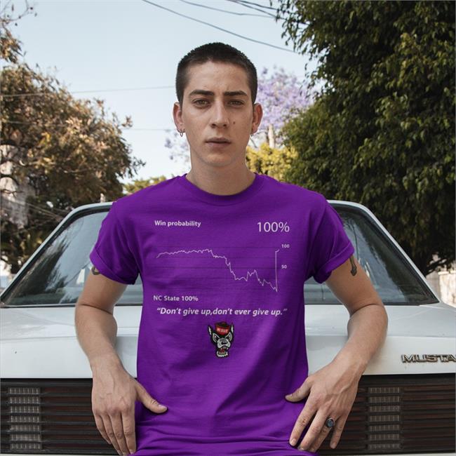 Student Wolfpack Club Win Probility Don't Give Up Don't Ever Give Up Hoodied Sweatshirt