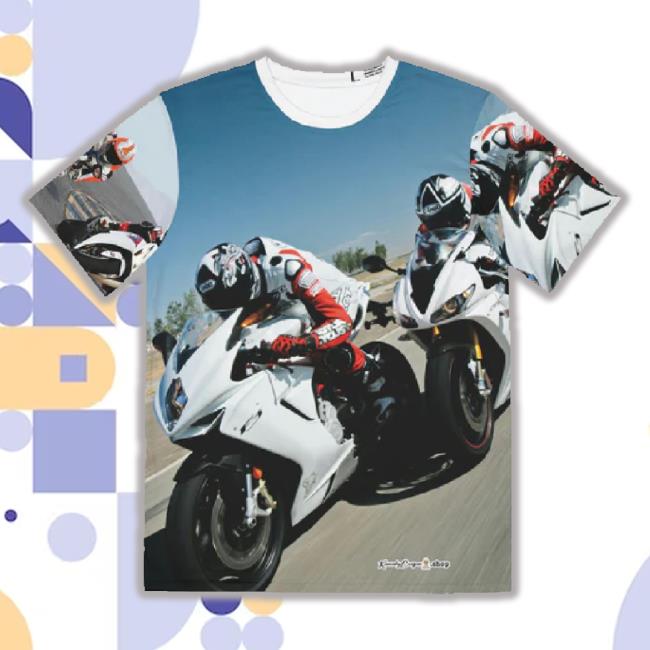 White Sportbike Men's Polyester Hoodie (Aop)