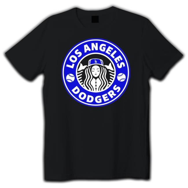 Los Angeles Dodgers Colab With Starbucks Logo Baseball Gift T Shirt