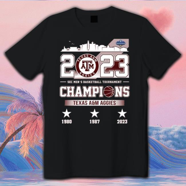 Texas A&M Aggies 2023 Sec Men’S Basketball Tournament Champions 1980 1987 2023 Shirt Texas A&M Aggies 2023 Sec Men’S Basketball Tournament Champions 1980 1987 2023 shirt