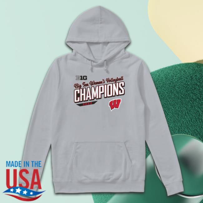 Men's Fanatics Branded Heather Gray Wisconsin Badgers 2022 Big 10 2022 Big 10 Women's Volleyball Regular Season Champions Sweatshirt