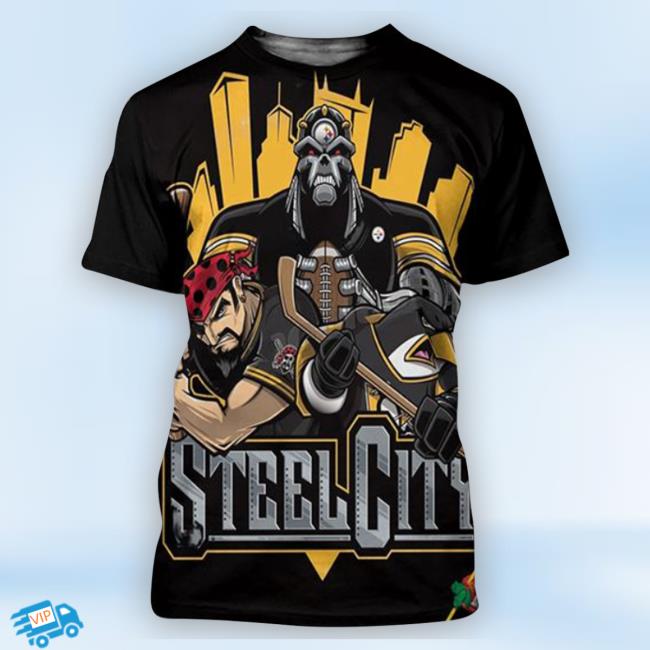Official Pittsburgh Steelers X Pittsburgh Penguins X Pittsburgh Pirates Art By Eric Poole 3D New Shirt