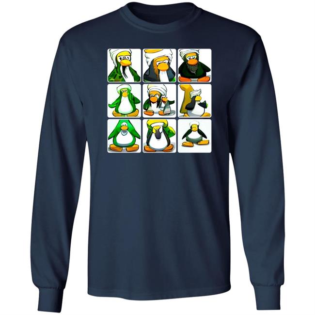 Weird Dall-E Generations Club Penguin Bin Laden Shirt