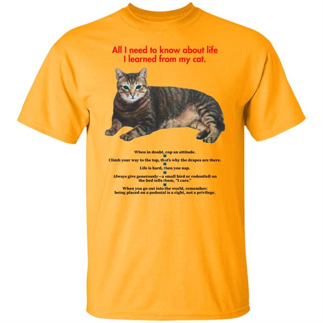 All I Need To Know About Life I Learned From My Cat Shirt All I Need To Know About Life I Learned From My Cat Shirt