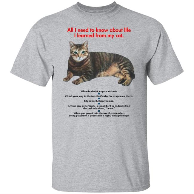 All I Need To Know About Life I Learned From My Cat Shirt All I Need To Know About Life I Learned From My Cat Shirt