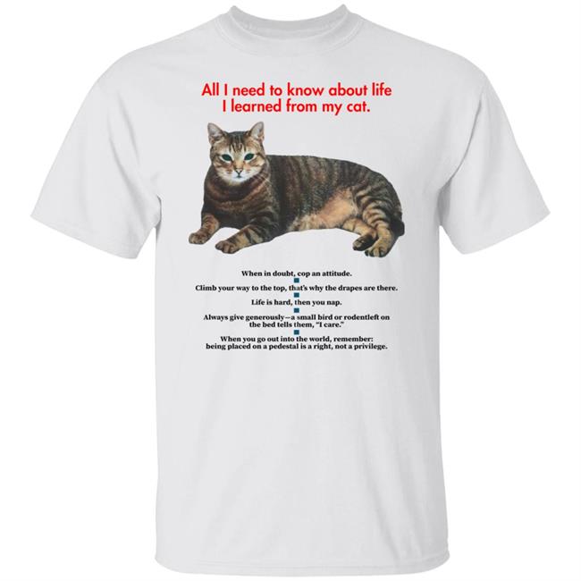 All I Need To Know About Life I Learned From My Cat Shirt All I Need To Know About Life I Learned From My Cat Shirt