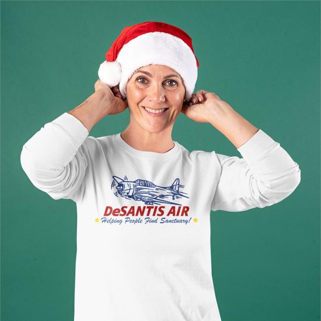 Desantis Air Helping People Find Sanctuary Shirt White Official Hodgetwins Store