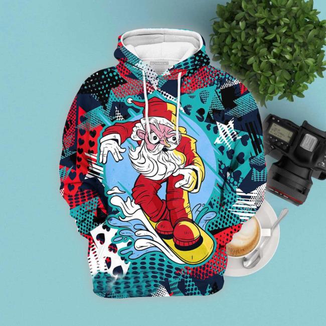 Official Santa Snowboarding Christmas 3D Hoodie
