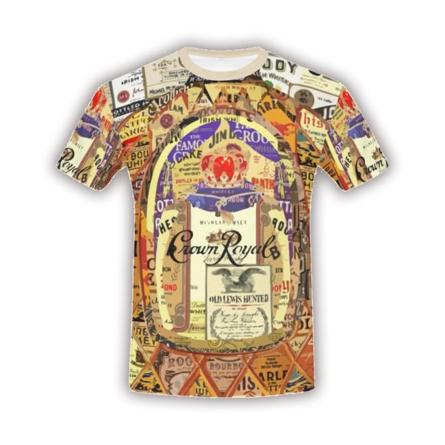 Goxmix Men's Art Whiskey Crown Royal Short T-Shirt