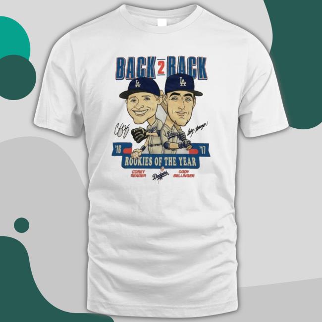 Corey Seager And Cody Bellinger Rookies Of The Year Back 2 Back Signature Shirts