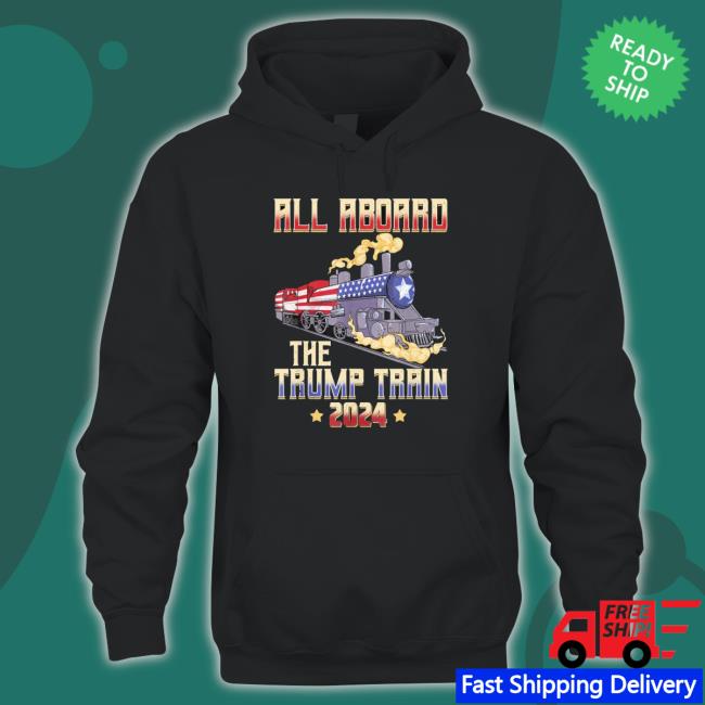 Top All Aboard The Trump Train 2024 American Flag Sweaters