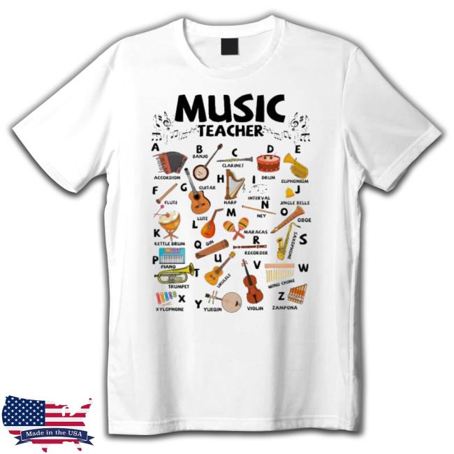 Official Musical Instrument And Alphabet Music Teacher Tee Shirt