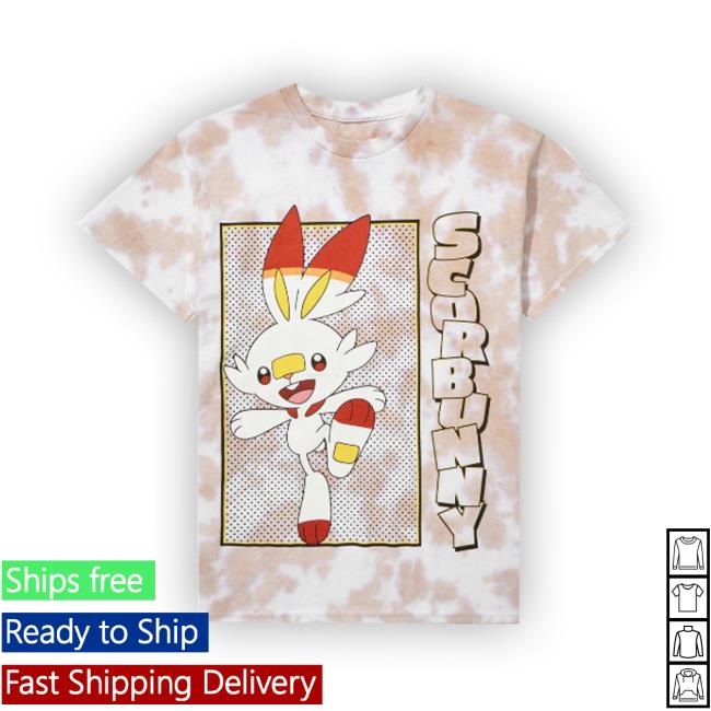 Official Pokémon Scorbunny Tie-Dye Youth Tee Shirt
