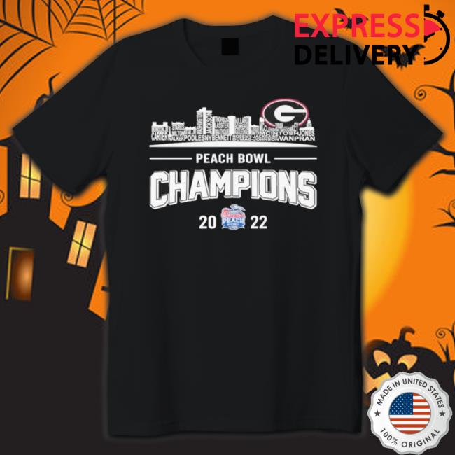 Georgia Bulldogs Players Names Skyline 2022 Peach Bowl Champions Hooded Sweatshirt