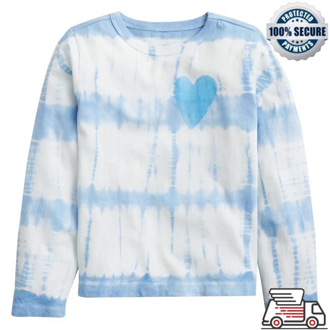 J Crew Merch Girls' Tie-Dye Heart Graphic Long Sleeve T Shirt