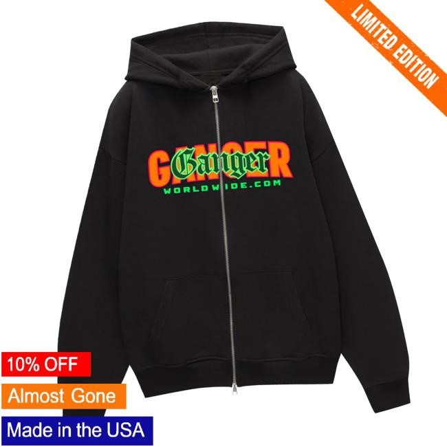 Gang Worldwide Merch Gangerworldwide.Com Zip-Up T-Shirt