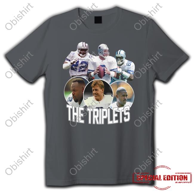 Dak Prescott The Triplets Emmitt Smith Troy Aikman And Michael Irvin Tee Shirt
