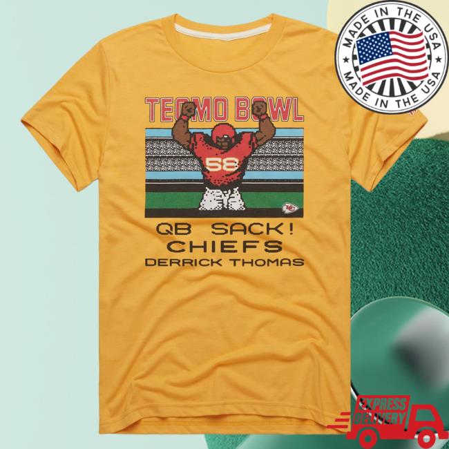 Official Homage Merch Store Tecmo Bowl Chiefs Derrick Thomas Popover Sweatshirt Gold Homage Apparel Clothing Shop