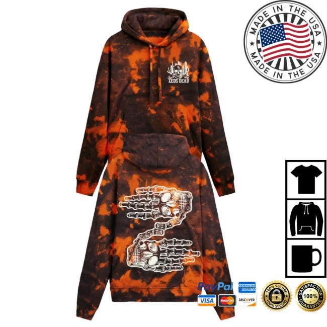 Official Zeds Dead Merch Zeds Dead Dry Hands Bleach Tie Dye Pullover Tee Shirt