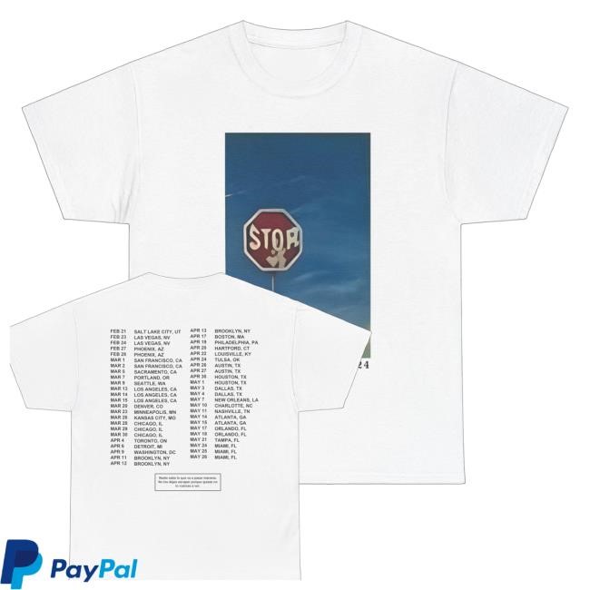 Merch Badbunny Official Stop Sign Tour Dates White Long Sleeve T Shirt
