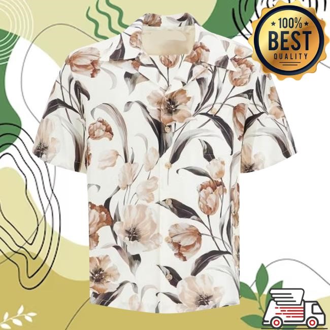Dolce & Gabbana Silk Tulip Print Hawaiian Long Sleeve T Shirt