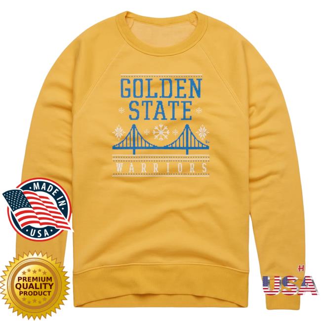 Official Homage Merch Store Golden State Warriors Holiday Tee Shirt Gold Homage Apparel Clothing Shop