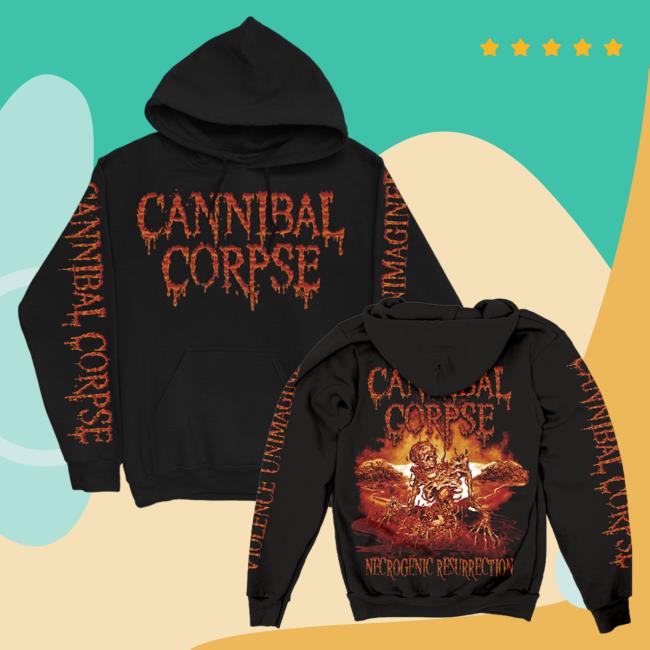 Official Cannibal Corpse Merch Store Necrogenic Resurrection Popover Hoodie Black CannibalCorpse