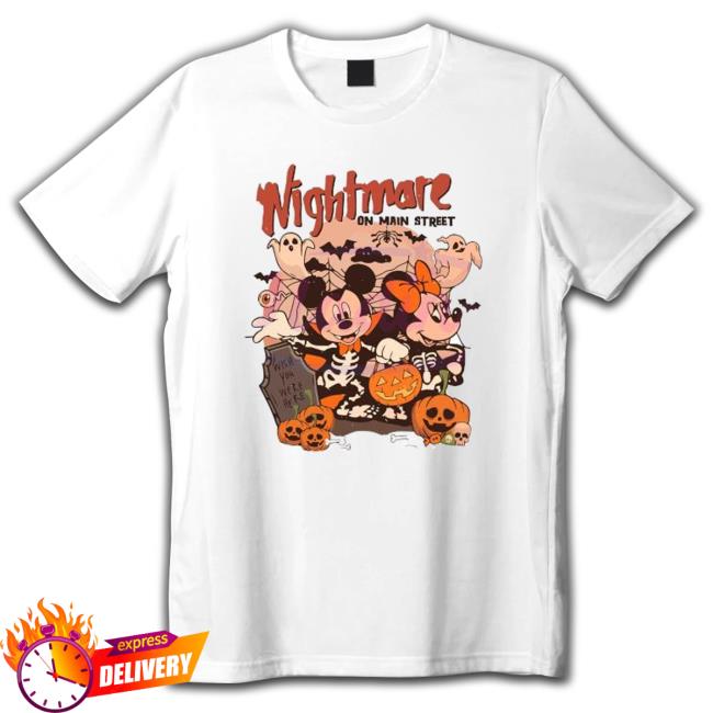 Mickey Mouse And Minnie Mouse Nightmare On Main Street Halloween T-Shirt