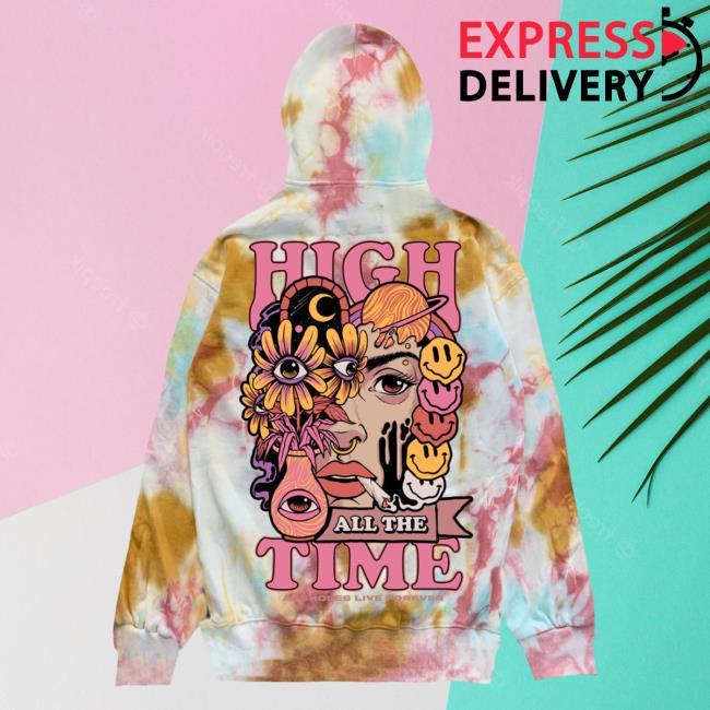 Official Linda Finegold Merch Store High All The Time Sweater Springtime Spatter Tie Dye Lindafinegold Clothing Shop Tie-Dye