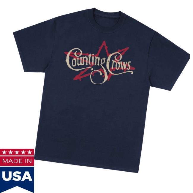 Counting Crows Merch Shop Store Official Blue Script Star Tee Shirt Blue Script Star Tee Shirt