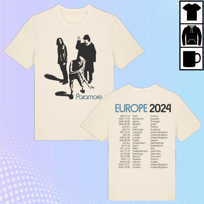 Paramore Merch Store Paramore Europe Tour 2024 Hooded Sweatshirt