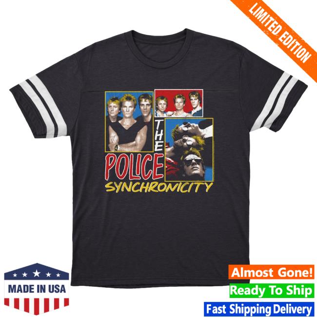 Official Merch Bar The Police Band Synchronicity Collage Distressed Shirt New Vintage Navy Blended White MerchBar ThePolice