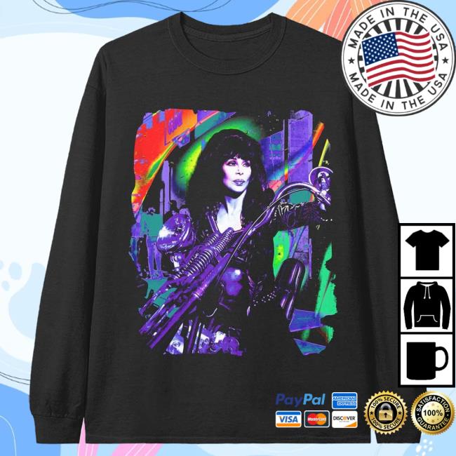 Official Merch Bar Cher Moto Paint Photo Long Sleeve Tee Shirt MerchBar