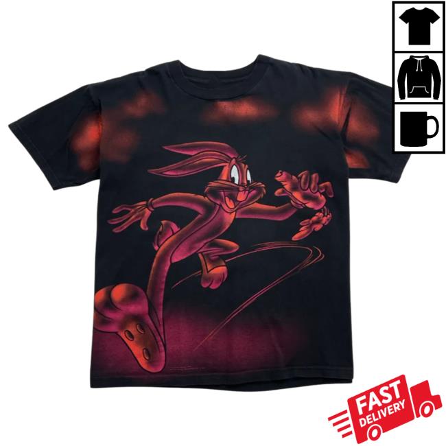 Official Shop Demand Vintage 90S Looney Tunes Aop Hot Shirt Black