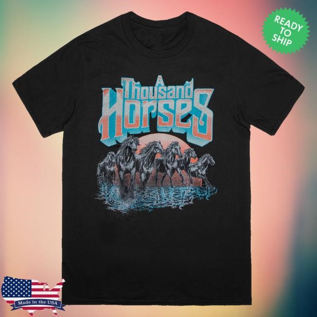 Limited Down Right Merch A Thousand Horses - Running Horse Hooded Sweatshirt