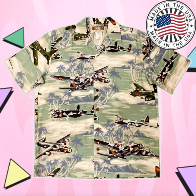 Official Nationalww2museum Merch Wwii Bomber Planes Hawaiian T-Shirt