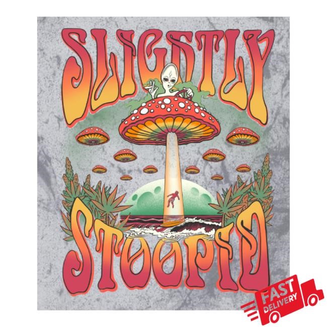 Official Slightly Stoopid Merch Mushroom Ufo Grey Tie Dye New Shirt